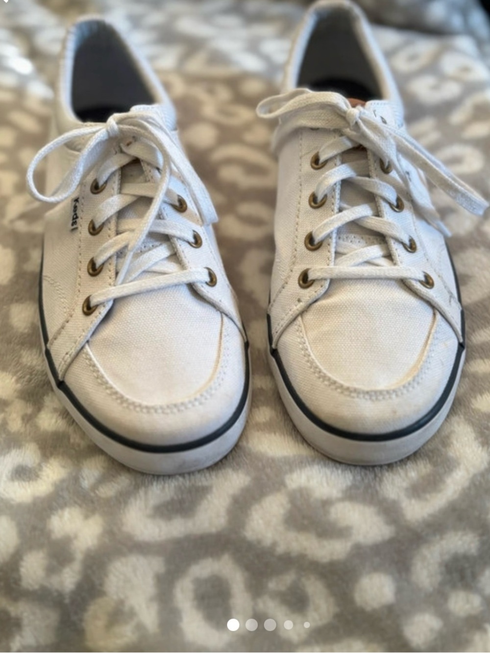 KEDS Casual White Canvas Lace-Up Sneakers